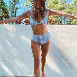 Ephemera Blue Gingham high rise Bikini Bottom